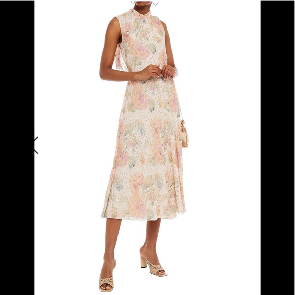 Red Valentino Cutout Metallic Floral-print Fil Coupé Chiffon Midi Dress ❤️ - Picture 2 of 13
